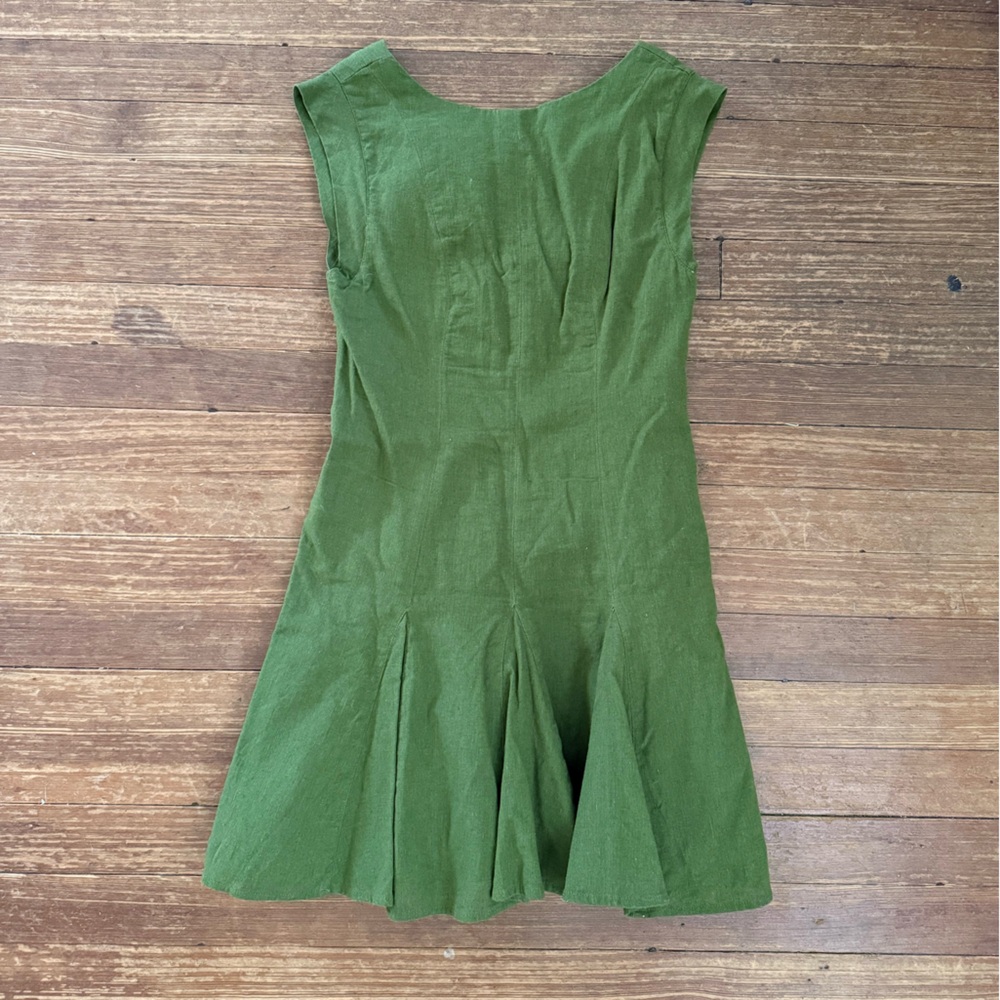 Abercrombie & Fitch Olive Green Cap-Sleeve Fit-and-Flare Dress